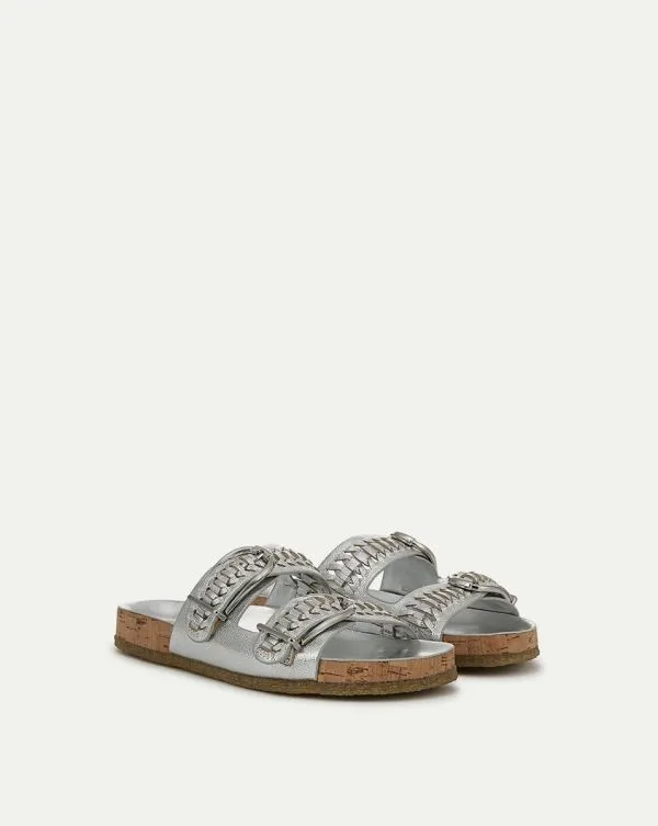 Paige Buckle Sandal Silver Women Veronica Beard Shoes Paige Buckle Sandal Silver Women Veronica Beard Shoes