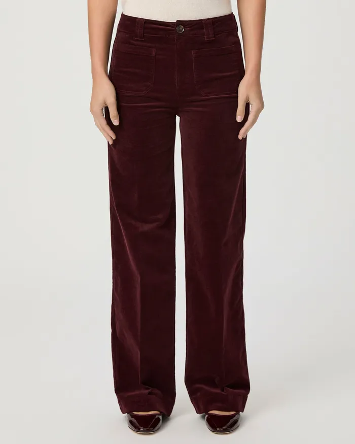 PAIGE Sasha 32 Inch Wide Leg Pant 8211 Dark Oxblood Corduroy Women Pants