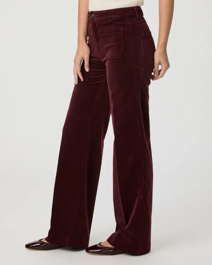 PAIGE Sasha 32 Inch Wide Leg Pant 8211 Dark Oxblood Corduroy Women Pants