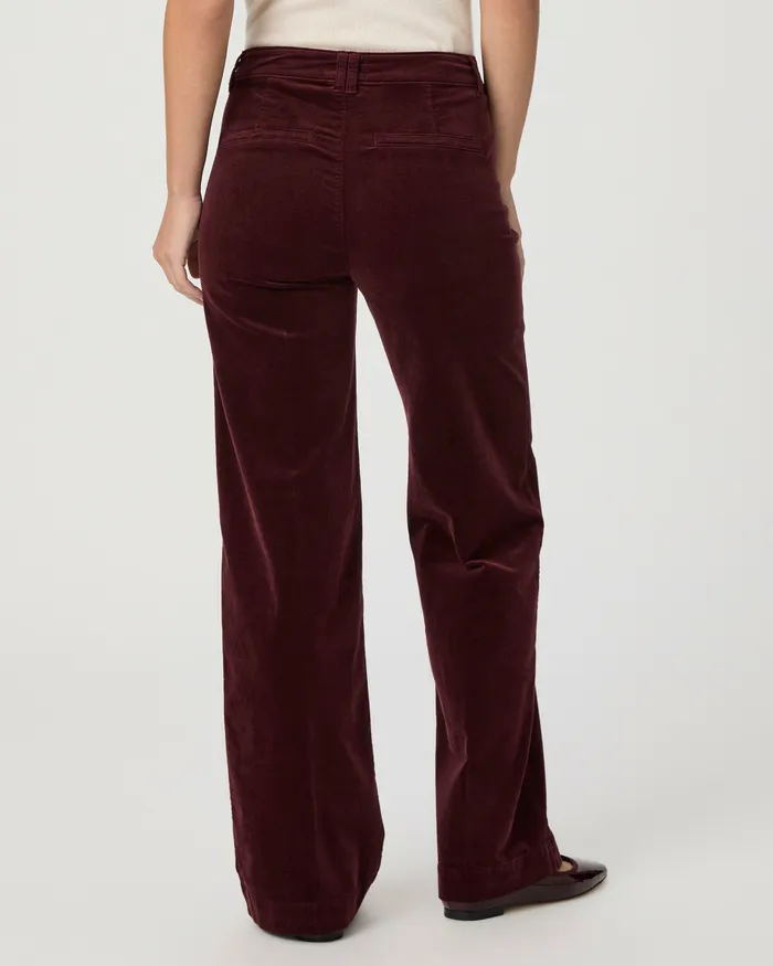 PAIGE Sasha 32 Inch Wide Leg Pant 8211 Dark Oxblood Corduroy Women Pants