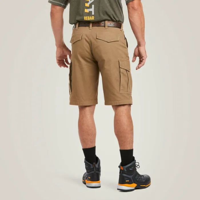Pants and Shorts Men Ariat Rebar DuraStretch Made Tough Cargo Short Field Khaki