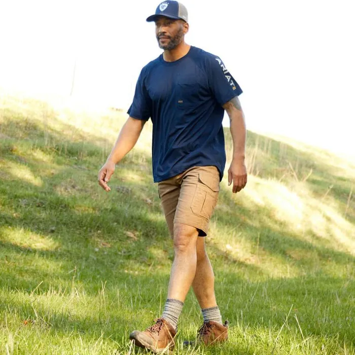 Pants and Shorts Men Ariat Rebar DuraStretch Made Tough Cargo Short Field Khaki