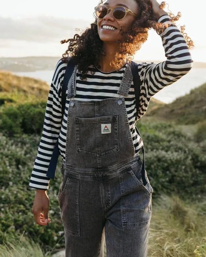Passenger Bottoms Roamist Organic Cotton Dungarees Washed Black Denim Washed Black Denim 8211 Women