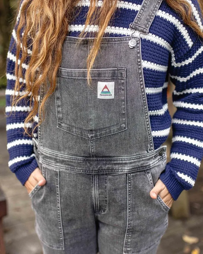 Passenger Bottoms Roamist Organic Cotton Dungarees Washed Black Denim Washed Black Denim 8211 Women