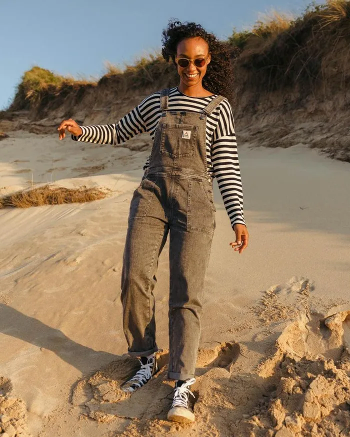 Passenger Bottoms Roamist Organic Cotton Dungarees Washed Black Denim Washed Black Denim 8211 Women