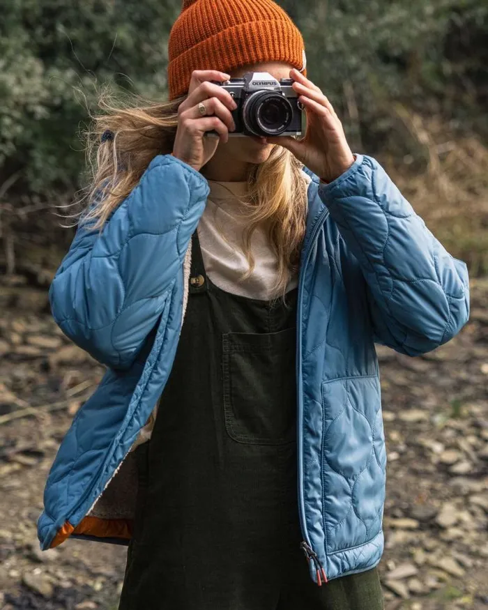 Passenger Jackets Earthy Recycled Sherpa Lined Insulated Jacket Washed Blue Washed Blue 8211 Women