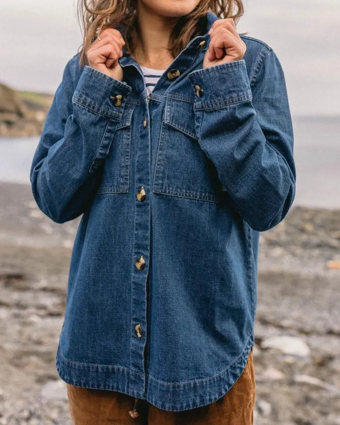 Passenger Tops Coral Organic LS Shirt Washed Denim Washed Denim 8211 Women