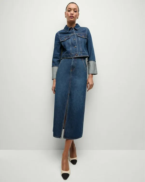 Patricia Denim Skirt Evening Dusk Women Veronica Beard Skirts and Shorts Patricia Denim Skirt Evening Dusk Women Veronica Beard Skirts and Shorts