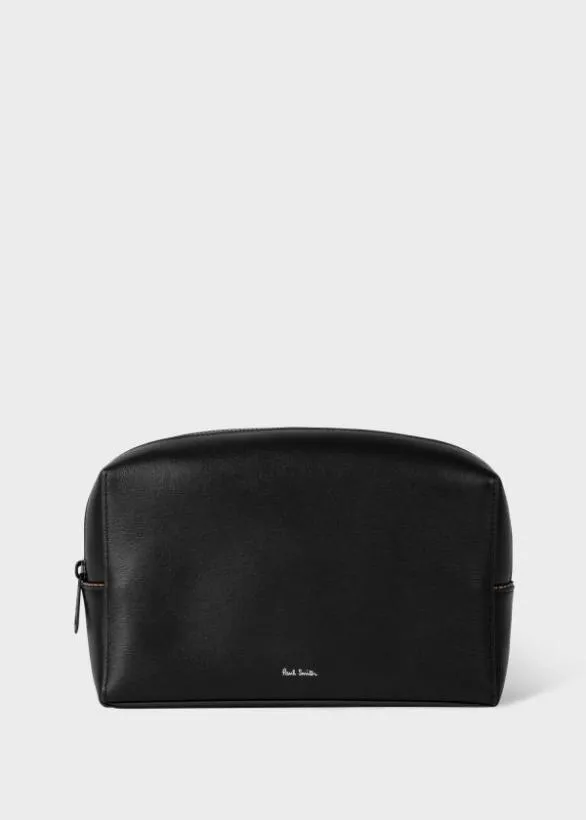 Paul Smith Bags Leather Signature Wash Bag Black 8211 Mens