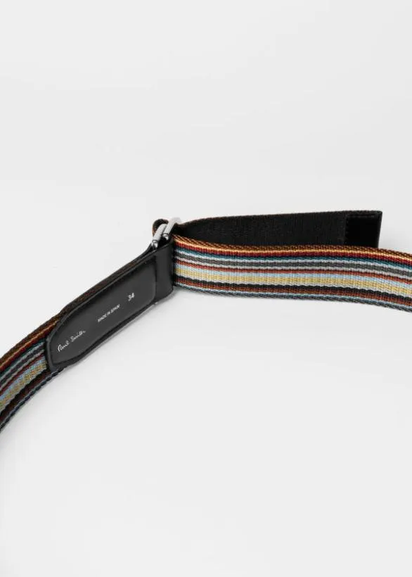 Paul Smith Belts 039Signature Stripe039 Jacquard Belt Black 8211 Mens