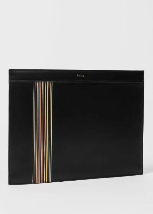 Paul Smith Cases and Covers 039Signature Stripe Block039 Document Case Black 8211 Mens