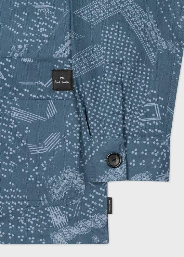 Paul Smith Coats and Jackets 039Bandana039 Print Cotton Worker Jacket Blue 8211 Mens