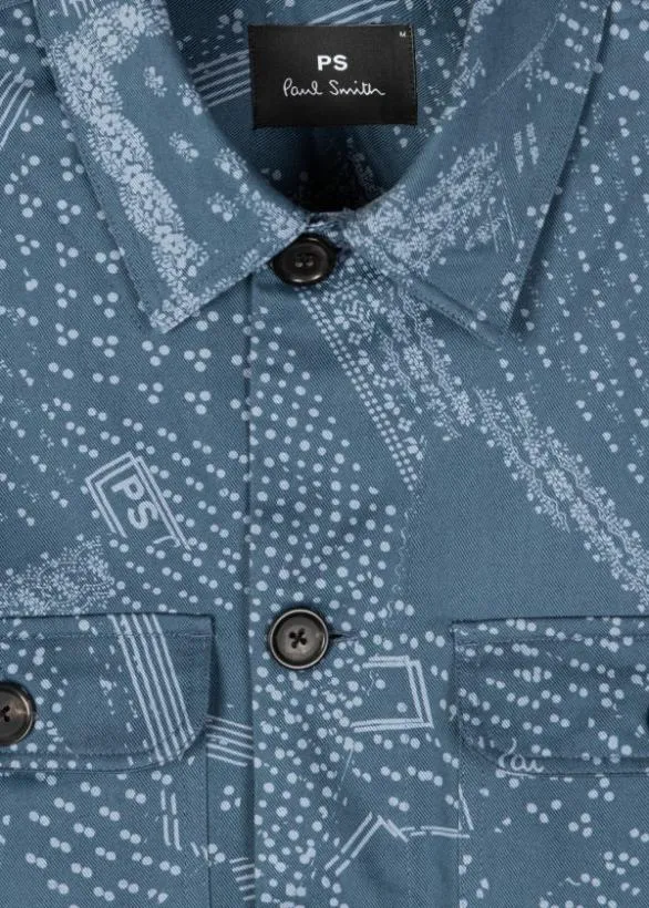 Paul Smith Coats and Jackets 039Bandana039 Print Cotton Worker Jacket Blue 8211 Mens