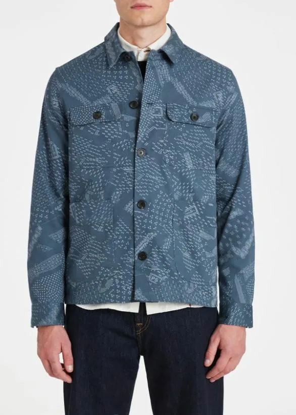 Paul Smith Coats and Jackets 039Bandana039 Print Cotton Worker Jacket Blue 8211 Mens