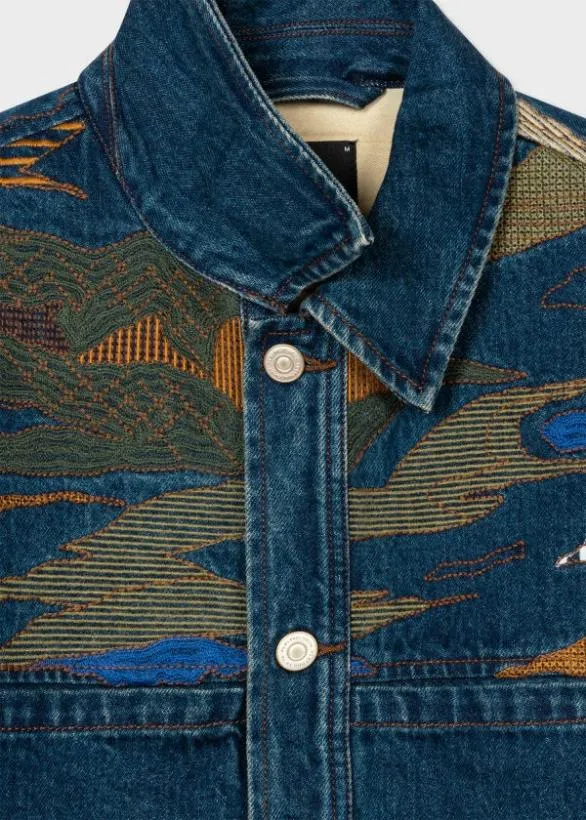 Paul Smith Coats and Jackets 039Plains039 Embroidery Work Jacket Dark Blue Wash 8211 Mens