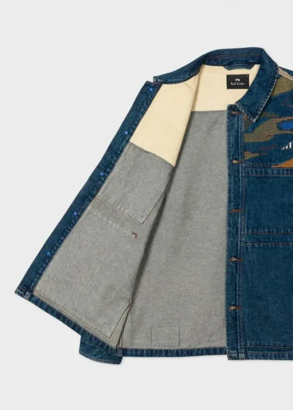 Paul Smith Coats and Jackets 039Plains039 Embroidery Work Jacket Dark Blue Wash 8211 Mens