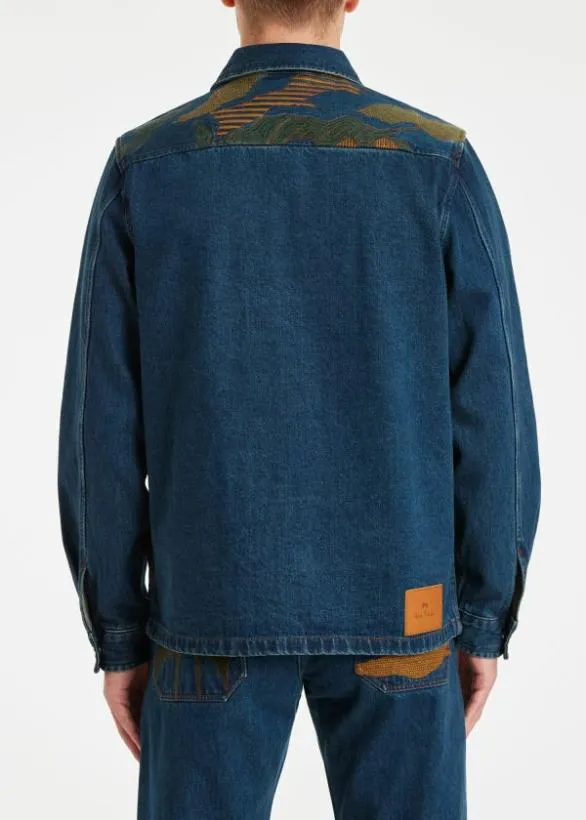 Paul Smith Coats and Jackets 039Plains039 Embroidery Work Jacket Dark Blue Wash 8211 Mens
