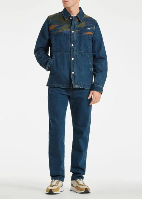 Paul Smith Coats and Jackets 039Plains039 Embroidery Work Jacket Dark Blue Wash 8211 Mens