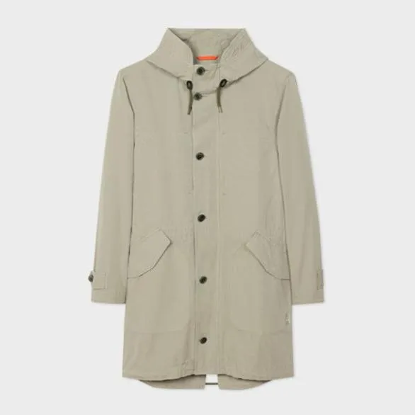 Paul Smith Coats and Jackets Cotton Hooded Parka Khaki 8211 Mens