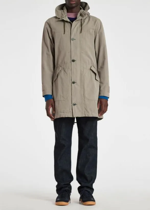 Paul Smith Coats and Jackets Cotton Hooded Parka Khaki 8211 Mens