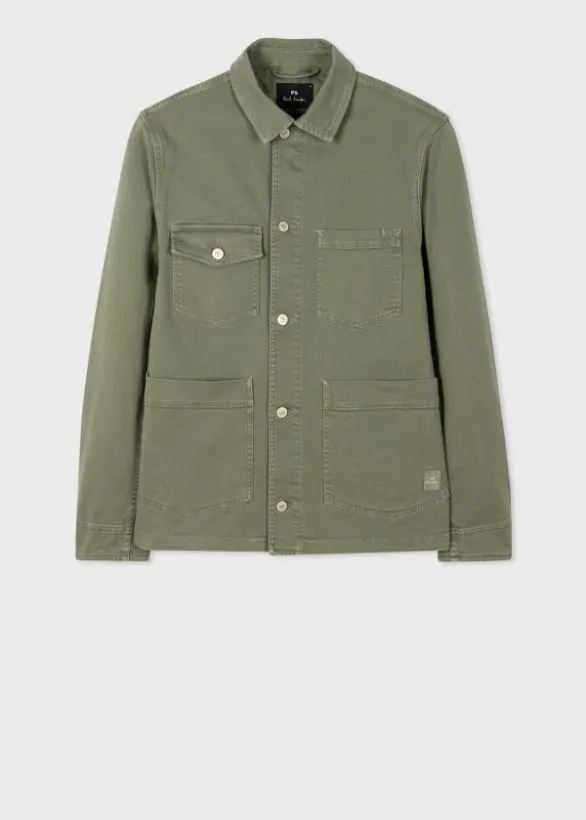 Paul Smith Coats and Jackets StretchCotton Chore Jacket Khaki 8211 Mens