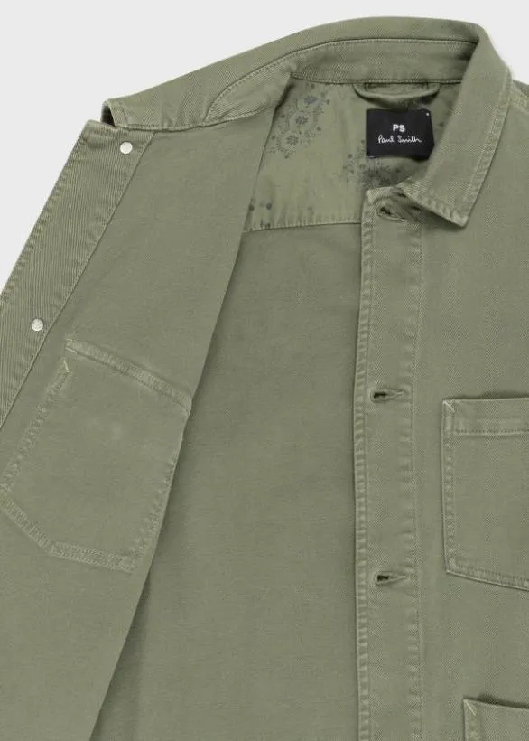 Paul Smith Coats and Jackets StretchCotton Chore Jacket Khaki 8211 Mens