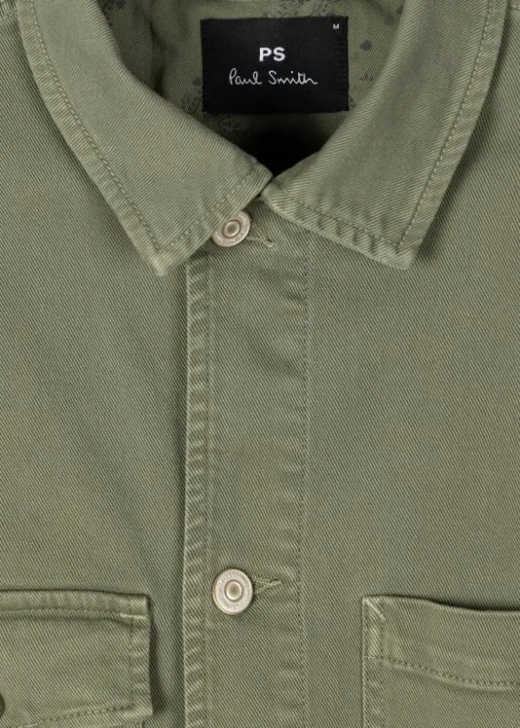 Paul Smith Coats and Jackets StretchCotton Chore Jacket Khaki 8211 Mens
