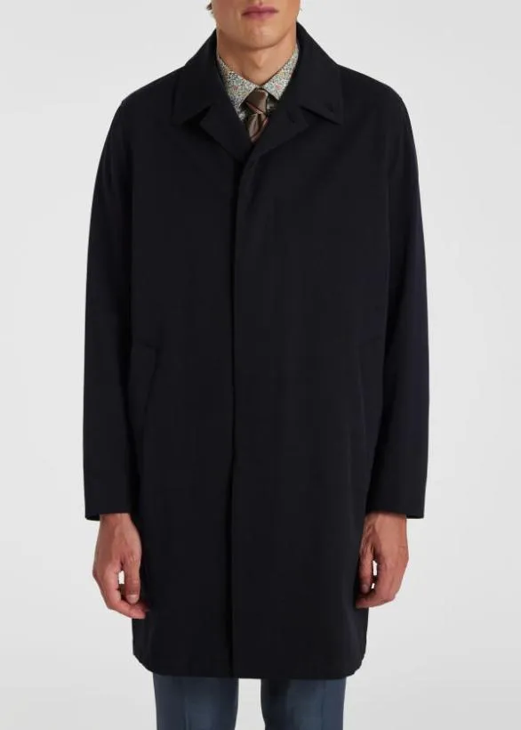 Paul Smith Coats and Jackets Wool And CottonBlend Mac Navy 8211 Mens