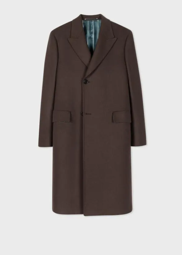 Paul Smith Coats and Jackets WoolCashmere Epsom Coat Dark Brown 8211 Mens