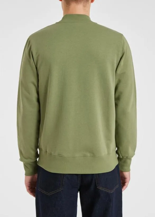 Paul Smith Coats and Jackets Zebra Logo Jersey Bomber Jacket Khaki 8211 Mens