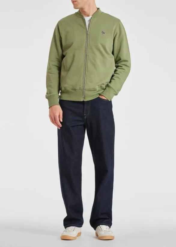 Paul Smith Coats and Jackets Zebra Logo Jersey Bomber Jacket Khaki 8211 Mens