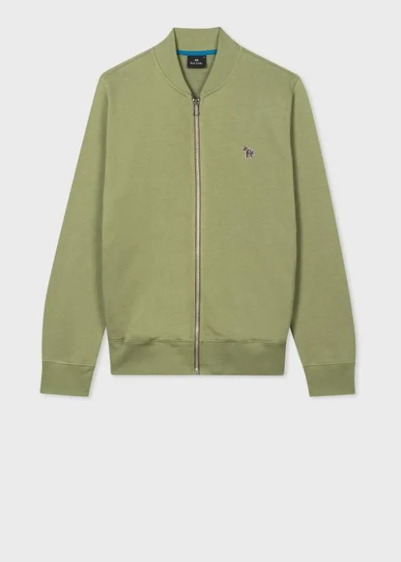 Paul Smith Coats and Jackets Zebra Logo Jersey Bomber Jacket Khaki 8211 Mens