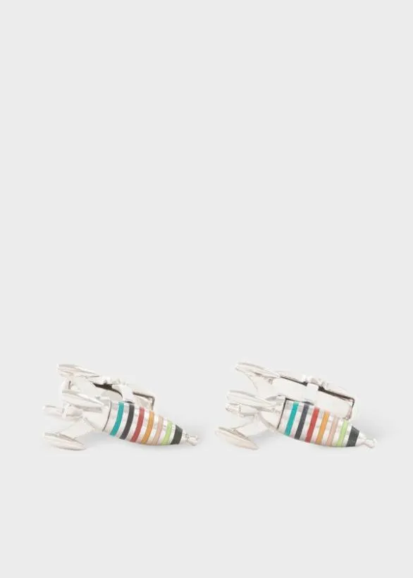 Paul Smith Cufflinks 039Artist Stripe039 039Rocket039 Cufflink Silver 8211 Mens