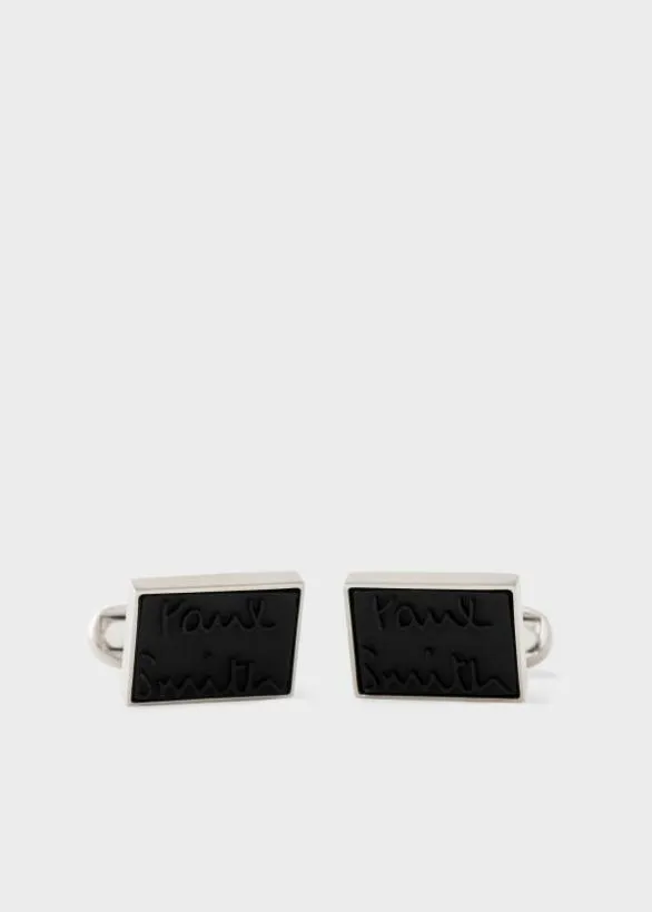 Paul Smith Cufflinks Rubber 039Signature039 Cufflinks Black 8211 Mens