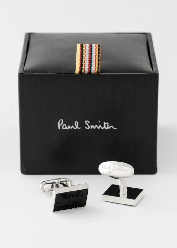 Paul Smith Cufflinks Rubber 039Signature039 Cufflinks Black 8211 Mens