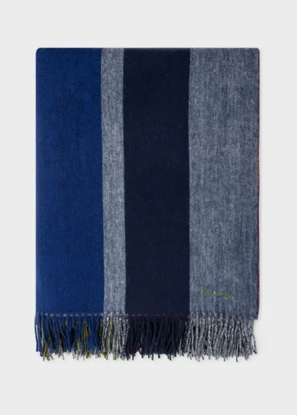 Paul Smith Decorative Accessories Graphic Stripe CashmereBlend Blanket Blue 8211 Home