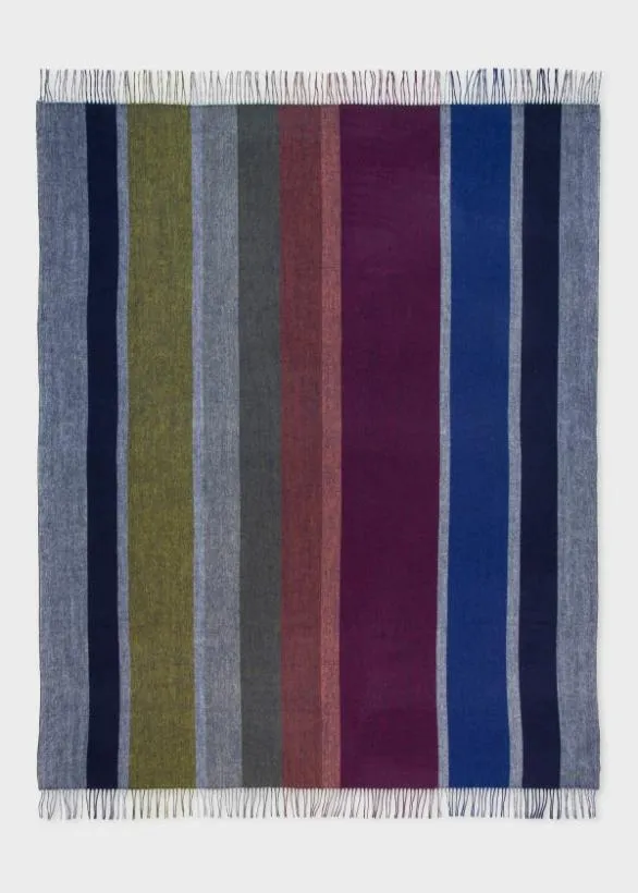 Paul Smith Decorative Accessories Graphic Stripe CashmereBlend Blanket Blue 8211 Home