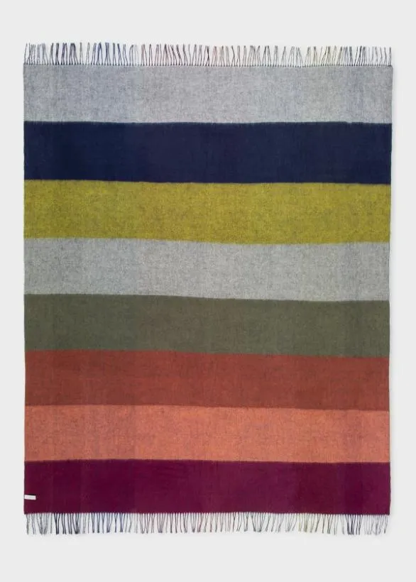 Paul Smith Decorative Accessories Graphic Stripe CashmereBlend Blanket Blue 8211 Home