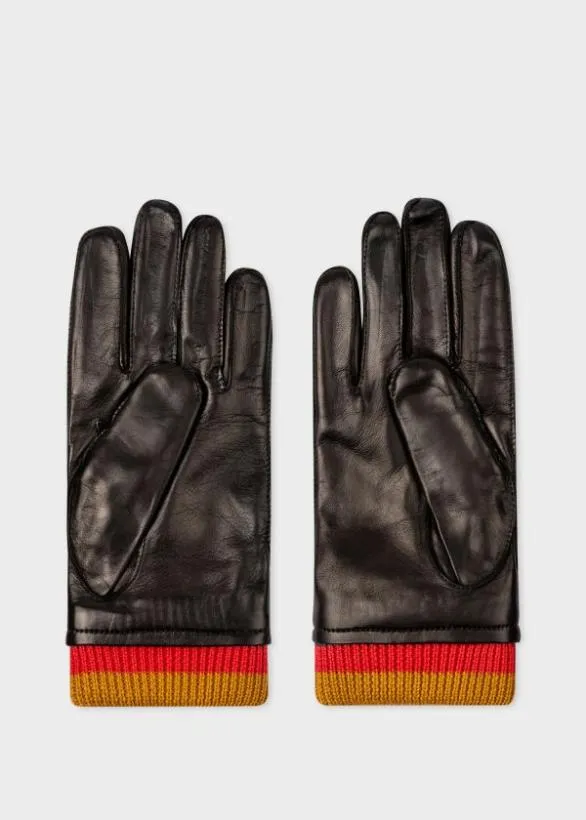 Paul Smith Hats and Gloves 039Artist Stripe039 Cuff Gloves Black 8211 Mens