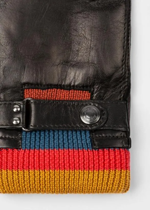 Paul Smith Hats and Gloves 039Artist Stripe039 Cuff Gloves Black 8211 Mens