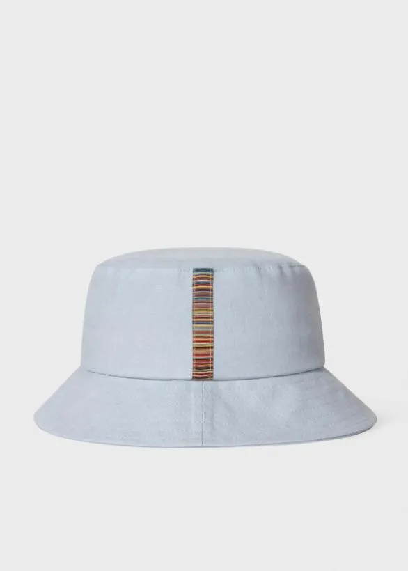 Paul Smith Hats and Gloves Linen Signature Stripe Trim Bucket Hat Sky Blue 8211 Mens Paul Smith Hats and Gloves Linen Signature Stripe Trim Bucket Hat Sky Blue 8211 Mens