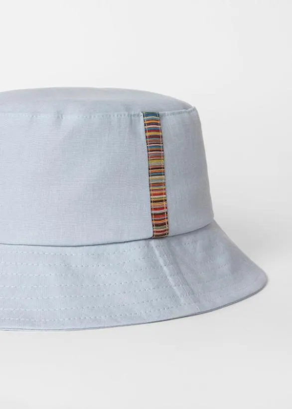 Paul Smith Hats and Gloves Linen Signature Stripe Trim Bucket Hat Sky Blue 8211 Mens