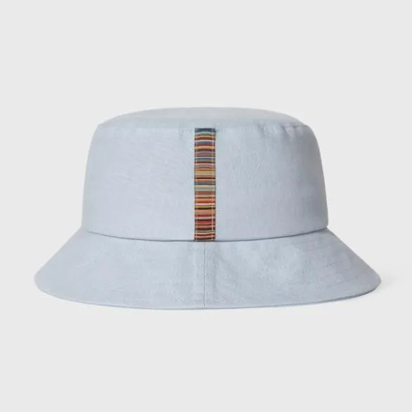 Paul Smith Hats and Gloves Linen Signature Stripe Trim Bucket Hat Sky Blue 8211 Mens