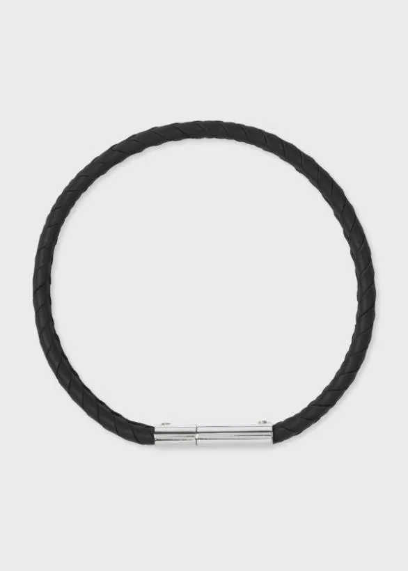 Paul Smith Jewellery and Keyrings Braided Leather Bracelet Black 8211 Mens