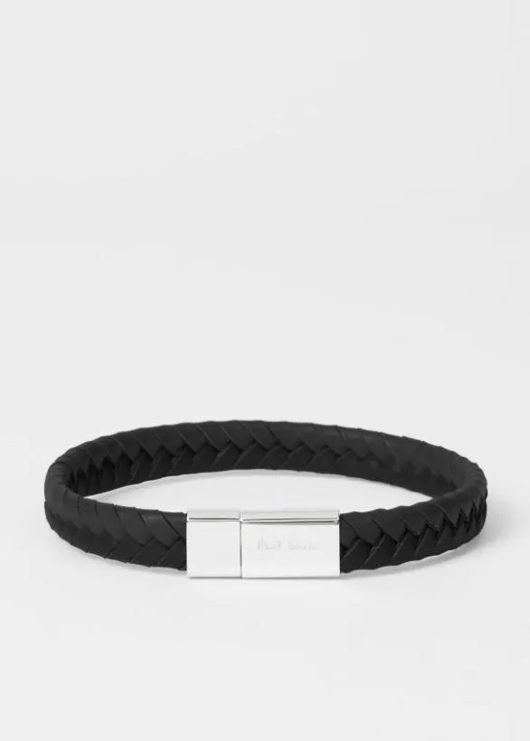 Paul Smith Jewellery and Keyrings Braided Leather Bracelet Black 8211 Mens