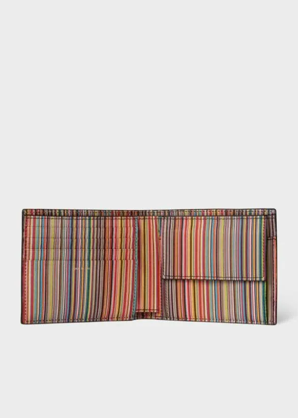 Paul Smith Monogrammed Gifts Leather 039Signature Stripe039 Interior Billfold And Coin Wallet Signature Stripe 8211 Mens