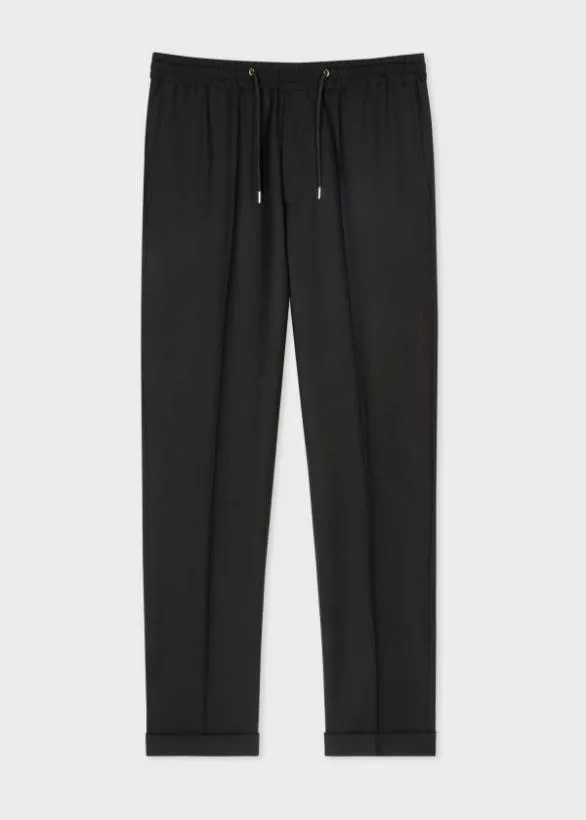 Paul Smith Pants SlimFit DrawstringWaist Wool Pants Black 8211 Mens