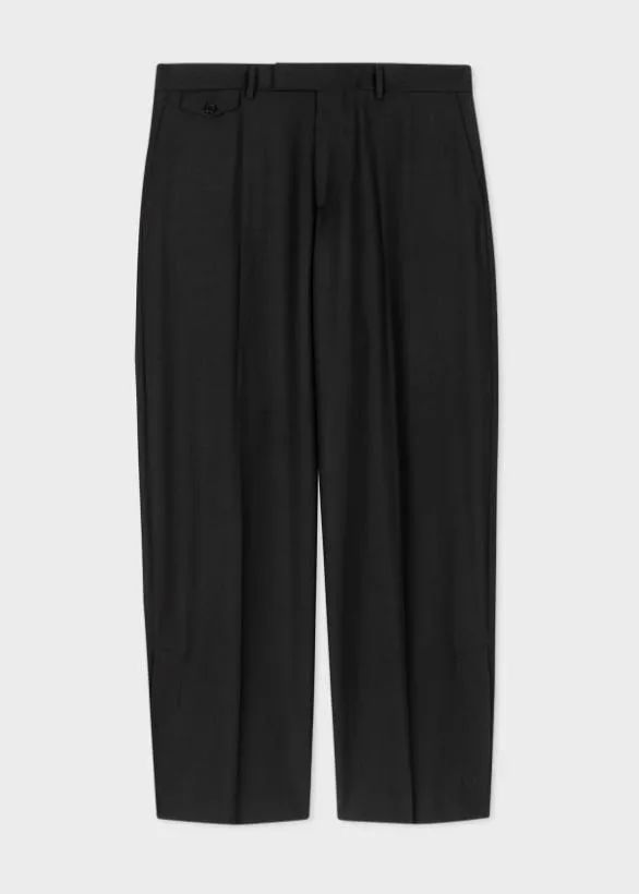 Paul Smith Pants WoolTwill Wide Leg Pants Black 8211 Mens