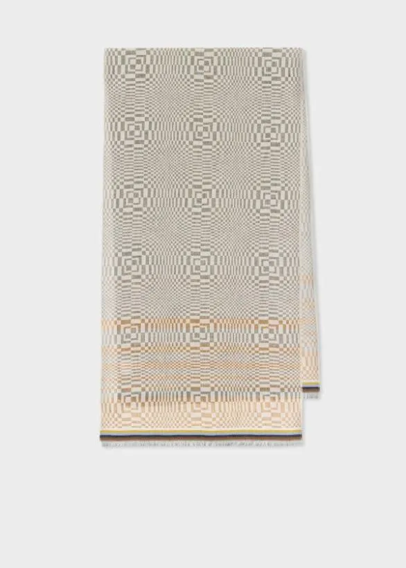 Paul Smith Scarves 039Optical039 CottonBlend Scarf Beige 8211 Mens