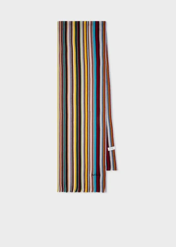 Paul Smith Scarves 039Signature Stripe039 Merino Wool Scarf Signature Stripe 8211 MensWomens